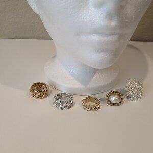Lot of 5 earring pairs, elegant bridal vintage earrings, costume jewelry